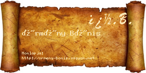 Örmény Bónis névjegykártya
